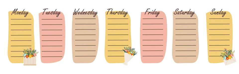 Vector design of a spring planner for recording cases with flower stickers Stock-Illustration