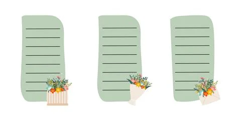 Vector design of a spring planner for recording cases with flower stickers Stock-Illustration
