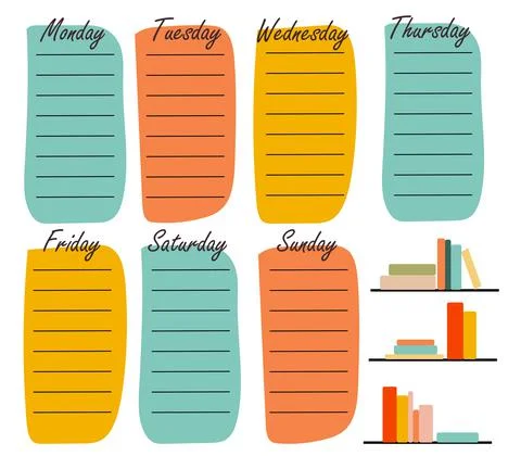 Vector design of a spring planner for recording cases with flower stickers Stock-Illustration