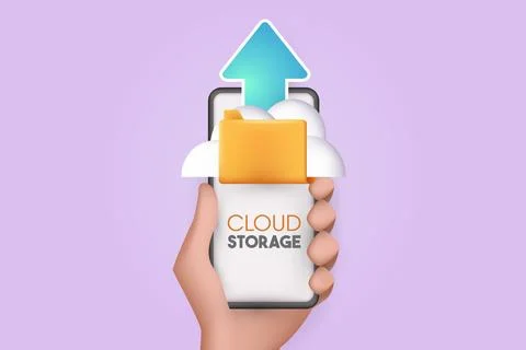 Vector design of storage cloud with a hand holding the cloud storage Stock Illustration