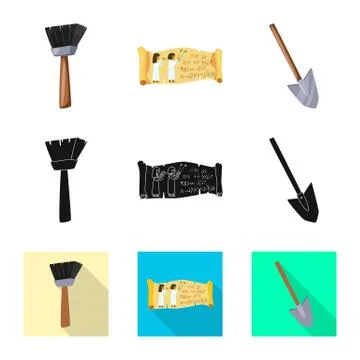 Vector design of story and items logo. Collection of story and attributes stock Stock Illustration