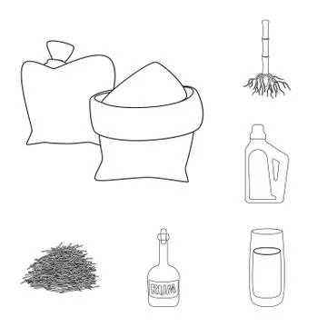 Vector design of sugar and field logo. Set of sugar and plantation vector icon Stock Illustration