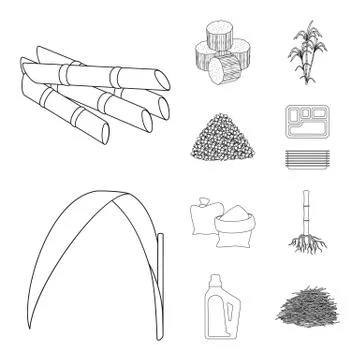 Vector design of sugar and field icon. Collection of sugar and plantation stock Stock Illustration