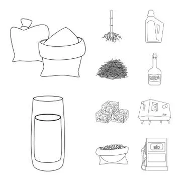 Vector design of sugar and field icon. Set of sugar and plantation stock symbol Stock Illustration
