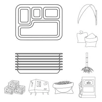 Vector design of sugar and field sign. Collection of sugar and plantation stock Stock Illustration