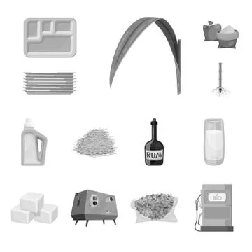 Vector design of sugarcane and cane logo. Set of sugarcane and field stock Stock Illustration