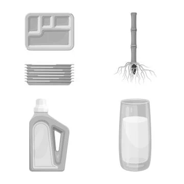 Vector design of sugarcane and cane sign. Collection of sugarcane and field Stock Illustration