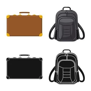 Vector design of suitcase and baggage logo. Collection of suitcase and journey Illustration