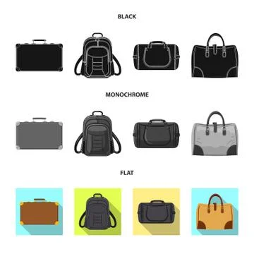 Vector design of suitcase and baggage icon. Collection of suitcase and journey Stock Illustration