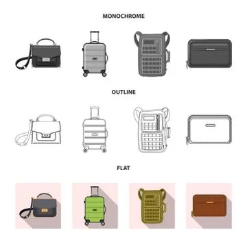 Vector design of suitcase and baggage symbol. Collection of suitcase and journey Stock Illustration