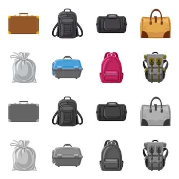 Vector design of suitcase and baggage logo. Set of suitcase and journey stock Illustration
