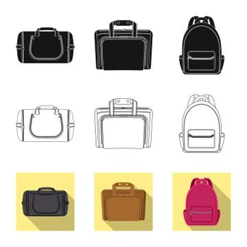 Vector design of suitcase and baggage icon. Set of suitcase and journey vector Stock Illustration