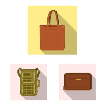 Vector design of suitcase and baggage symbol. Collection of suitcase and journey Stock Illustration