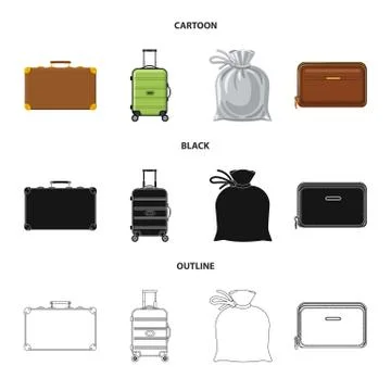 Vector design of suitcase and baggage logo. Set of suitcase and journey stock Illustration