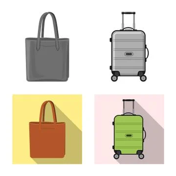 Vector design of suitcase and baggage logo. Set of suitcase and journey stock Illustration