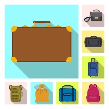 Vector design of suitcase and baggage logo. Set of suitcase and journey vector Stock Illustration