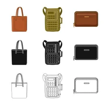 Vector design of suitcase and baggage logo. Set of suitcase and journey stock Stock Illustration