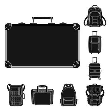 Vector design of suitcase and baggage sign. Set of suitcase and journey stock Stock Illustration