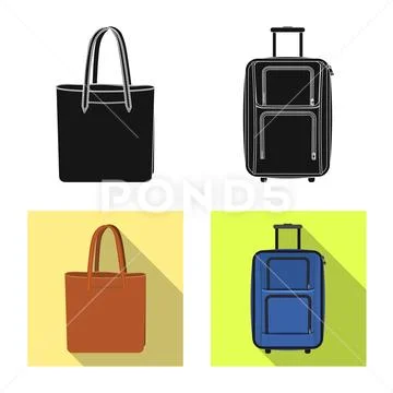 Vector design of suitcase and baggage symbol. Set of suitcase and journey stock Stock Illustration