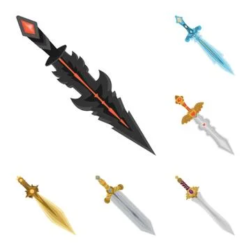 Vector design of sword and dagger logo. Set of sword and weapon stock vector Stock Illustration