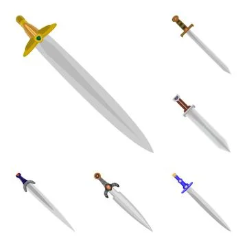 Vector design of sword and dagger logo. Collection of sword and weapon stock 스톡 일러스트