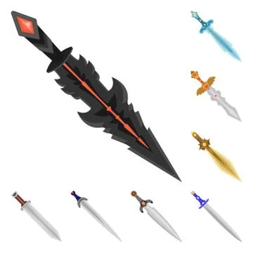 Vector design of sword and dagger logo. Set of sword and weapon stock vector 스톡 일러스트