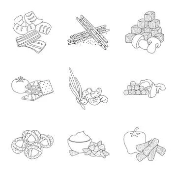 Vector design of taste and crunchy logo. Set of taste and cooking stock symbol Stock Illustration
