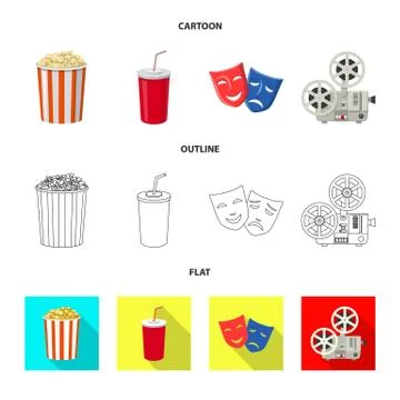Vector design of television and filming icon. Collection of television and Stock Illustration
