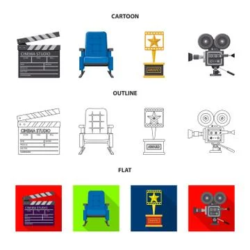 Vector design of television and filming symbol. Collection of television and Stock Illustration