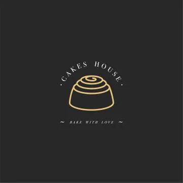 Vector design template and emblem - cake icon for cake shop. Sweet shop. Stock Illustration