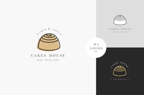 Vector design template and emblem - cake icon for cake shop. Sweet shop. Stock Illustration