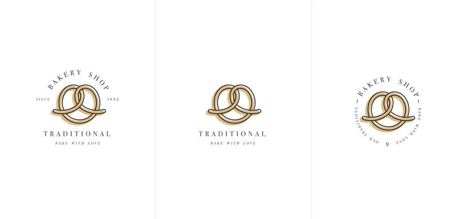 Vector design template and emblem - pretzel bake icon for bakery. Sweet shop. Stock Illustration
