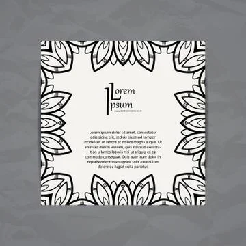 Vector design template. Business card with floral circle ornament. Mandala style Stock Illustration