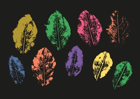 Vector design template ink splashes elements leaf print Illustrazione stock