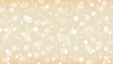 Vector design template with light festive golden background, confetti and bokeh Stock Illustration