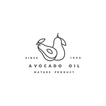 Vector design template logo and icon in linear style - avocado oil - healthy Stock Illustration