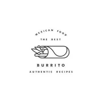 Vector design template logo and emblem - mexican burrito. Logos in trendy linear Stock Illustration