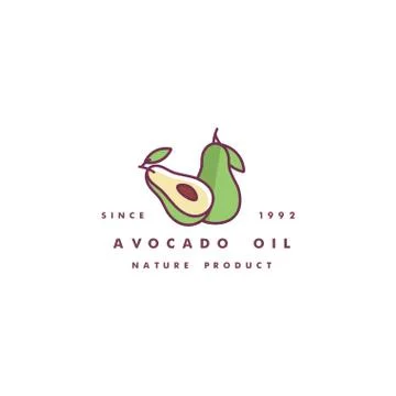Vector design template logo and icon in linear style - avocado oil - healthy Stock Illustration