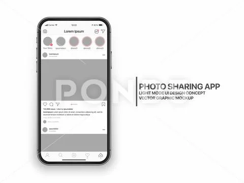 Vector Design Template Photo Sharing Mobile App UI UX Concept Light ...