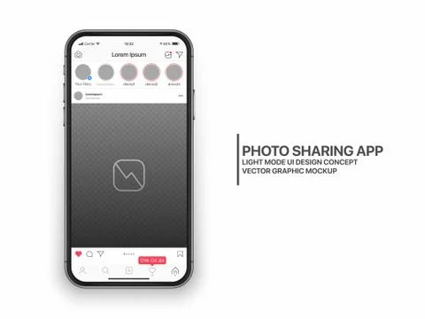 Vector Design Template Photo Sharing Mobile App UI UX Concept Light Mode イラスト素材