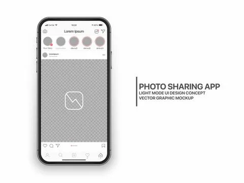 Vector Design Template Photo Sharing Mobile App UI UX Concept Light Mode Stockillustratie