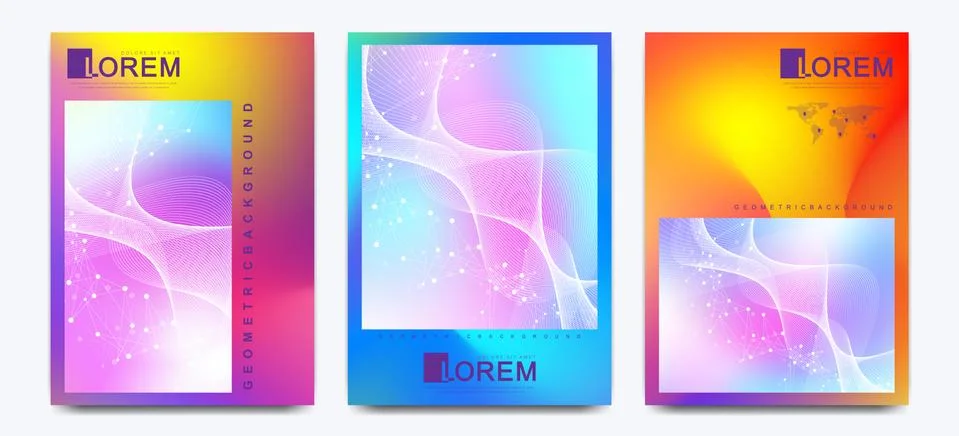 Vector design template in trendy vibrant gradient colors with abstract fluid Ilustración de archivo