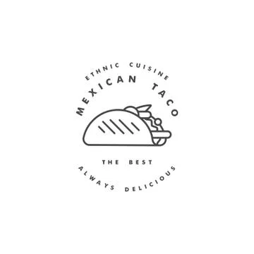 Vector design templates logo and emblem - mexican taco. Logos in trendy linear Stock Illustration