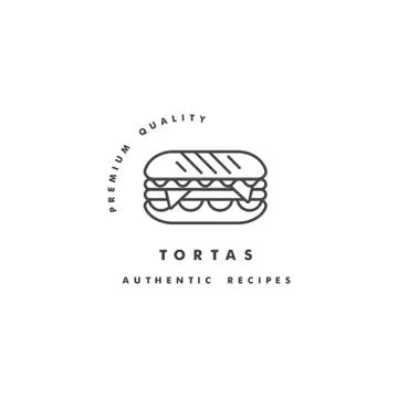 Vector design templates logo and emblem - mexican tortas. Logos in trendy linear Stock Illustration