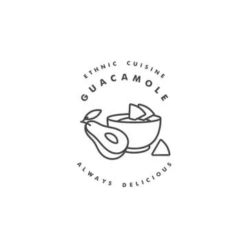 Vector design templates logo and emblem - gluacamole and nachos. Avocado sauce Stock Illustration