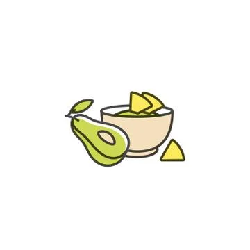 Vector design templates logo and emblem - gluacamole and nachos. Avocado sauce Stock Illustration