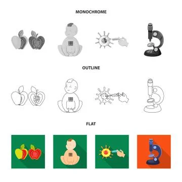 Vector design of test and synthetic icon. Set of test and laboratory vector icon Stock Illustration