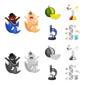 Vector design of test and synthetic symbol. Collection of test and laboratory Stockillustratie