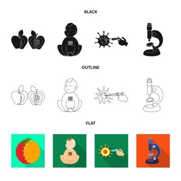 Vector design of test and synthetic icon. Set of test and laboratory stock Stock Illustration