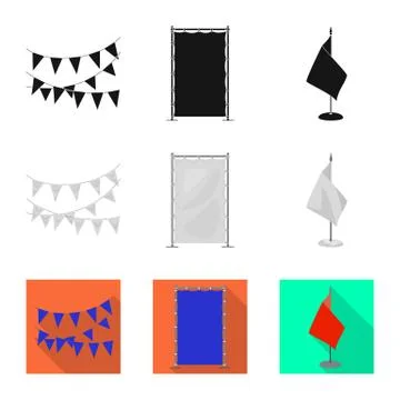 Vector design of texture and presentation symbol. Set of texture and media stock Stock Illustration